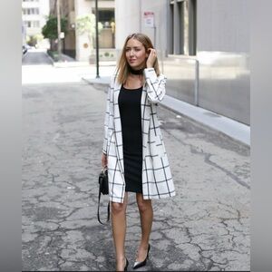 Alex Marie Windowpane Check Long Coat – Women’s Size 16